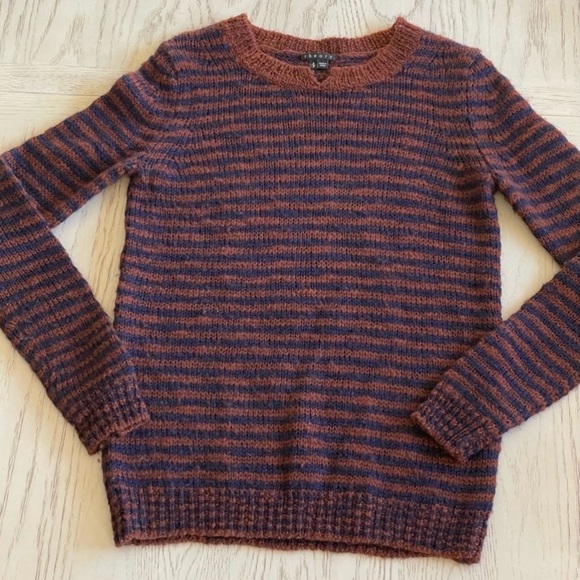 Theory Brown and Navy Stripped Sweater Size Small Petite. - Picture 4 of 6